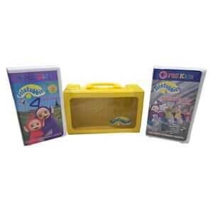Vintage Teletubbies VHS Screening Copy Bedtime Stories and Big Hug Yellow Case